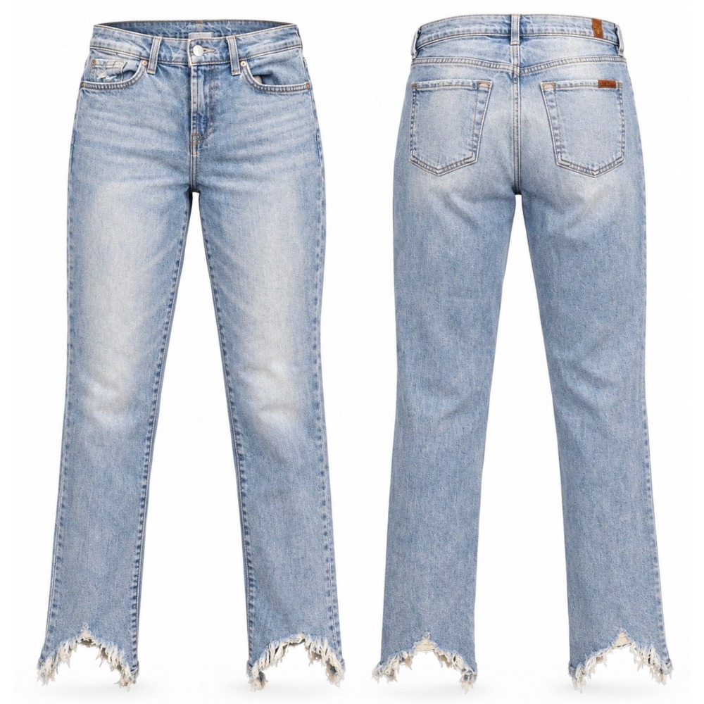 7 For All Mankind Roxanne Ankle Jeans Women 26 Light Blue Good Chewed Hem